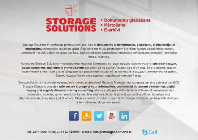 Storage Solutions, SIA